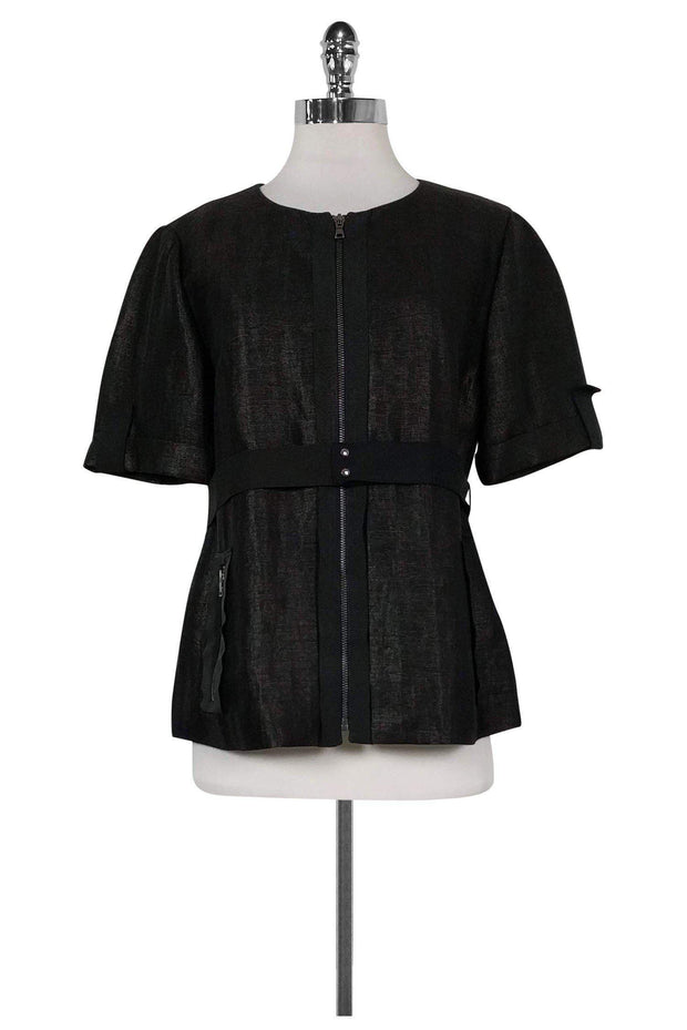 Current Boutique-Elie Tahari - Black Linen Blend Jacket Sz 8