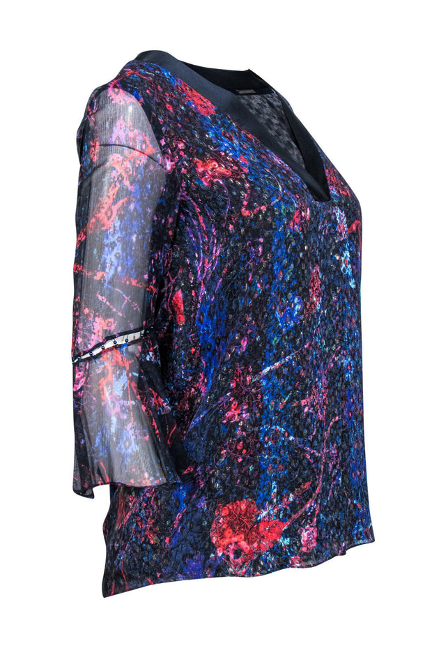 Current Boutique-Elie Tahari - Multicolor Silk Blouse Sz XS