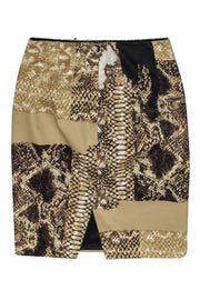 Current Boutique-Elie Tahari - Beige & Brown Python Printed Pencil Skirt Sz 2