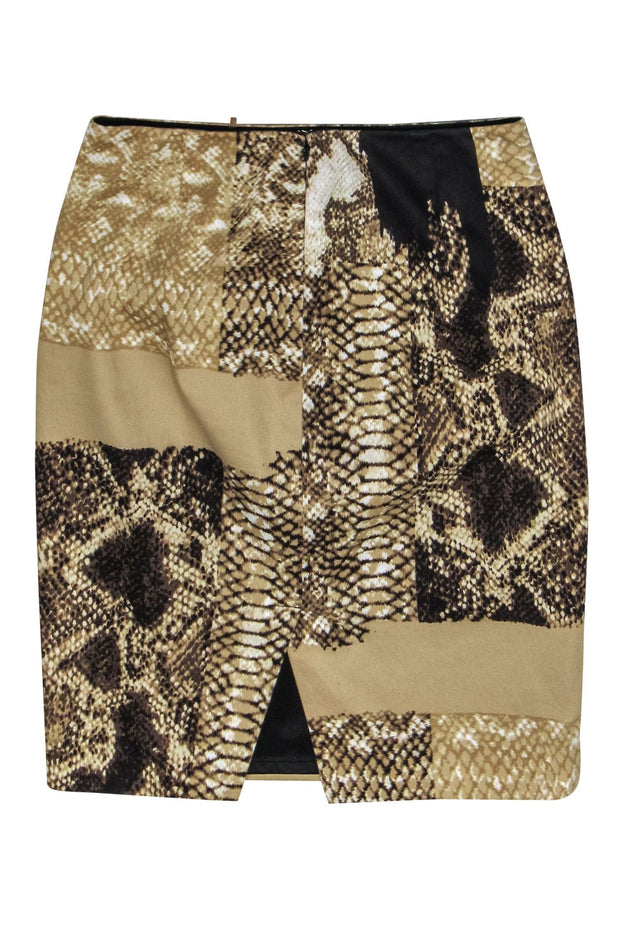Current Boutique-Elie Tahari - Beige & Brown Python Printed Pencil Skirt Sz 2