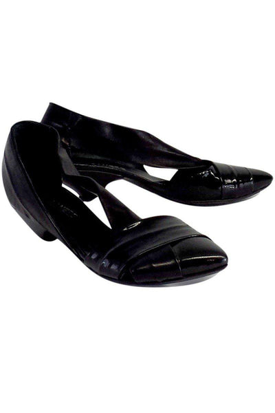 Current Boutique-Elisanero - Black Leather Pointed Toe Low Heels Sz 6.5