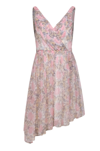 Current Boutique-Elizabeth & James - Powder Pink & Cream Daisy Printed Silk A-Line Dress Sz 2