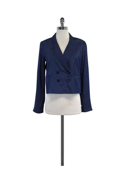 Current Boutique-Elizabeth & James - Blue & White Polka Dot Silk Jacket Sz 4