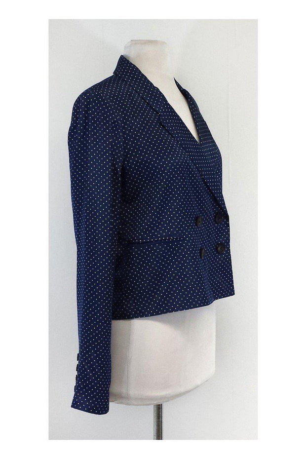 Current Boutique-Elizabeth & James - Blue & White Polka Dot Silk Jacket Sz 4