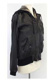 Current Boutique-Elizabeth & James - Grey Satin Hooded Bomber Jacket Sz XS