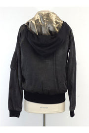 Current Boutique-Elizabeth & James - Grey Satin Hooded Bomber Jacket Sz XS