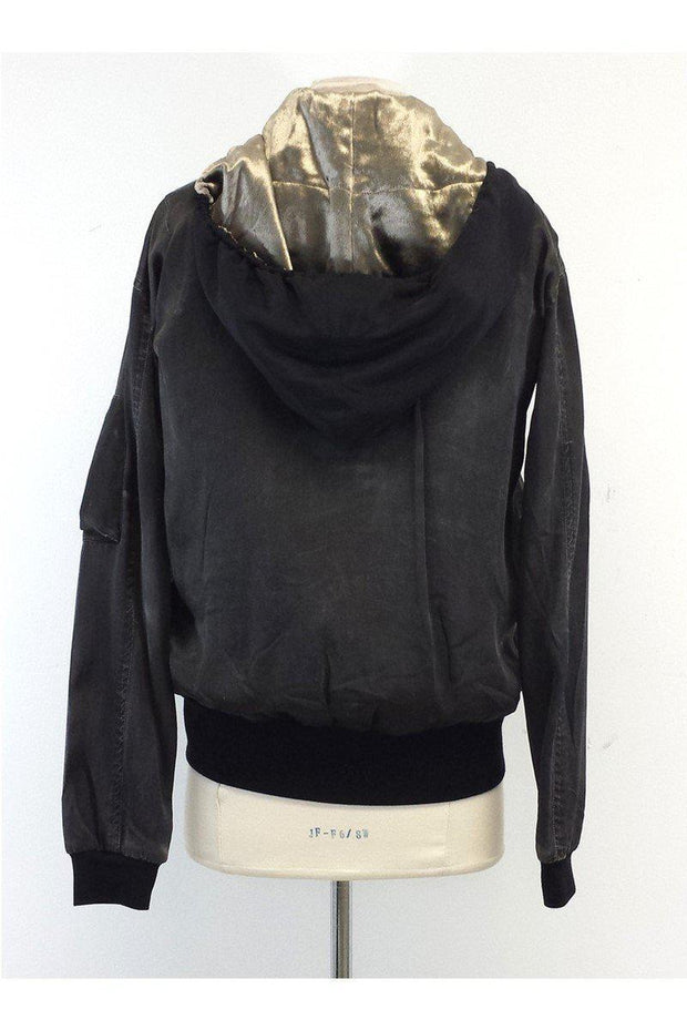 Current Boutique-Elizabeth & James - Grey Satin Hooded Bomber Jacket Sz XS