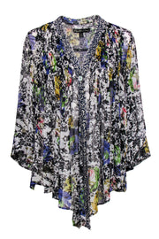 Current Boutique-Elizabeth & James - Multicolor Floral Silk Semi-Sheer Butterfly Wing Top Sz XS
