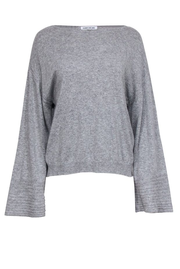 Current Boutique-Elizabeth & James - Grey Wool Blend Bell Sleeve Sweater w/ Ribbed Trim Sz XS