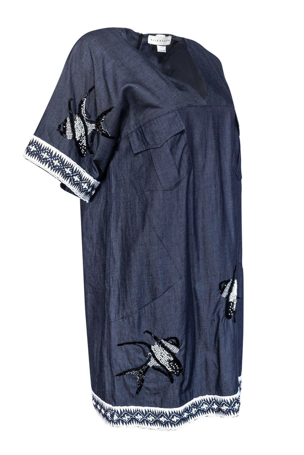 Current Boutique-Elle Sasson - Oversized Chambray Dress w/ Beading Sz S