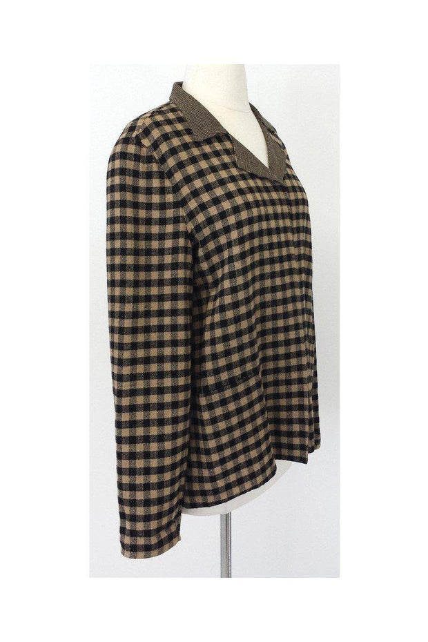 Current Boutique-Ellen Tracy - Plaid Wool Blend Open Front Jacket Sz 6