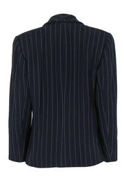Current Boutique-Emanuel Ungaro - Black Double Breasted Blazer w/ Pink Pinstripes Sz 12
