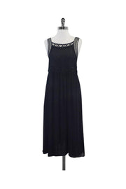 Current Boutique-Emporio Armani - Black Sleeveless Netted Top Silk Dress Sz 6