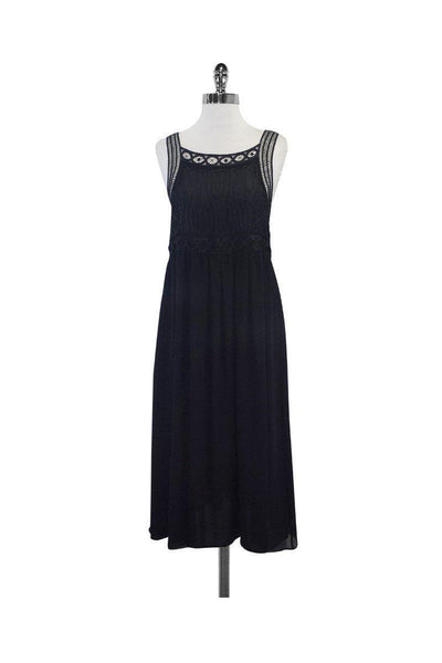 Current Boutique-Emporio Armani - Black Sleeveless Netted Top Silk Dress Sz 6