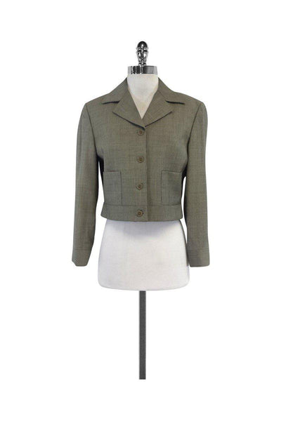 Current Boutique-Emporio Armani - Black & Cream Houndstooth Wool Jacket Sz 6
