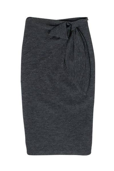 Current Boutique-Emporio Armani - Black & Grey Wool Pencil Skirt w/ Bow Sz 2