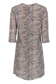 Current Boutique-Equipment - Beige Snakeskin Print Quarter Sleeve Silk Shift Dress Sz S