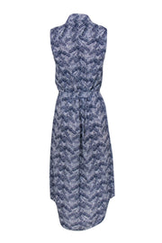 Current Boutique-Equipment - Blue Leaf Printed Silk Midi Shirt Dress Sz S