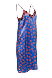 Current Boutique-Equipment - Blue & Pink Printed Satin Slip Dress Sz S