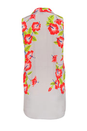 Current Boutique-Equipment - Grey & Multicolor Tropical Floral Print Sleeveless Shirtdress Sz XS