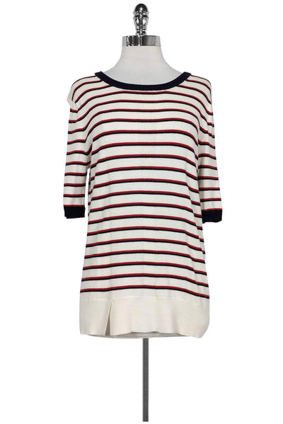 Current Boutique-Equipment - White Striped Sweater Top Sz M