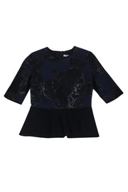 Current Boutique-Erdem - Blue & Black Peplum Top Sz 10