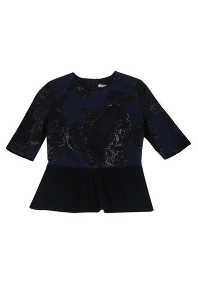 Current Boutique-Erdem - Blue & Black Peplum Top Sz 10