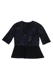 Current Boutique-Erdem - Blue & Black Peplum Top Sz 10