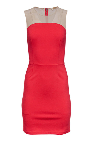 Current Boutique-Erin Fetherston - Coral Sheath Dress w/ Illusion Mesh Sz 0