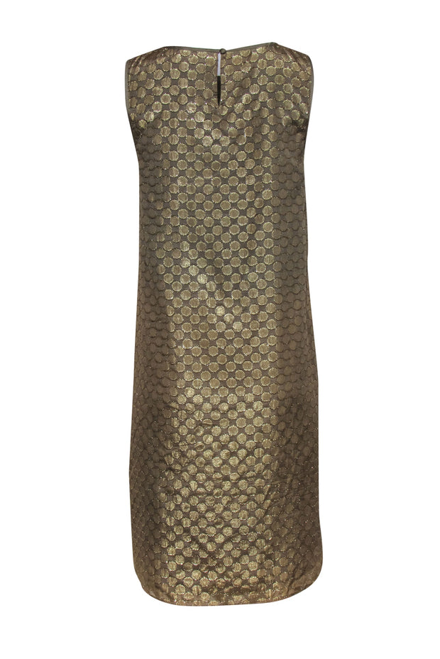 Current Boutique-Erin Fetherston - Metallic Gold Circle Sleeveless High-Low Dress Sz 8