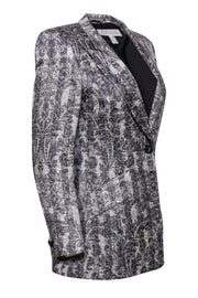Current Boutique-Escada - Vintage White & Gray Tapestry Printed Blazer Sz 6