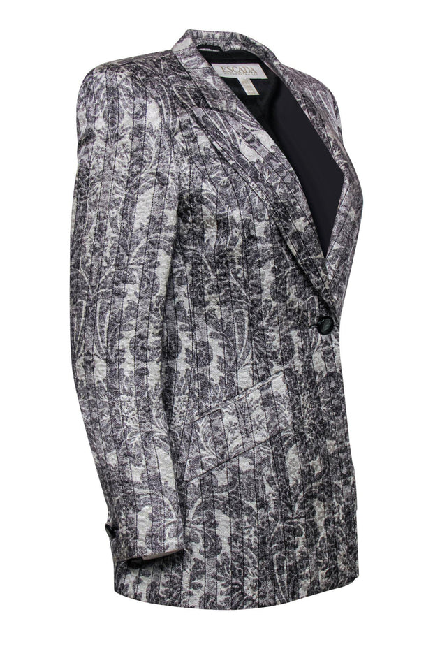 Current Boutique-Escada - Vintage White & Gray Tapestry Printed Blazer Sz 6