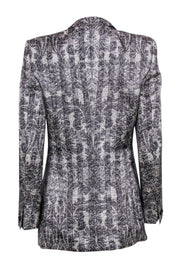Current Boutique-Escada - Vintage White & Gray Tapestry Printed Blazer Sz 6