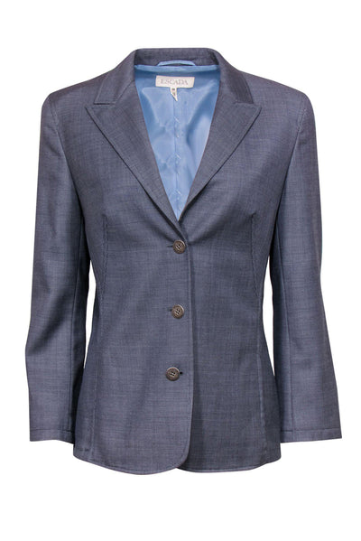 Current Boutique-Escada - Blue Micro-Polka Dot Blazer Sz 8