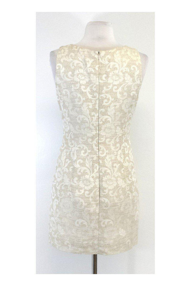 Current Boutique-Escada - Cream & Tan Floral Print Sleeveless Dress Sz 4