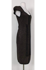 Current Boutique-Escada - Black & Gold Metallic Knit Dress Sz S