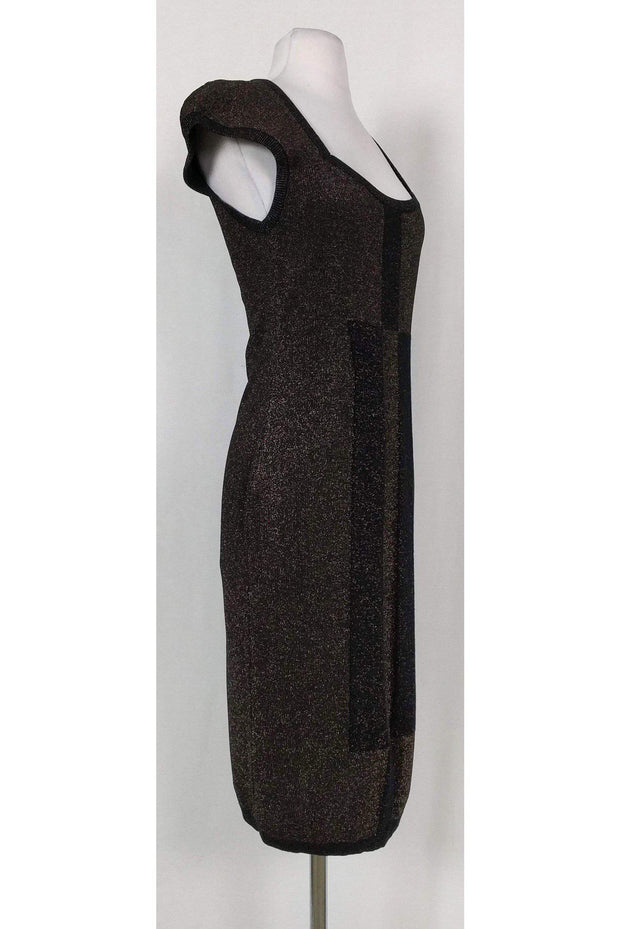Current Boutique-Escada - Black & Gold Metallic Knit Dress Sz S