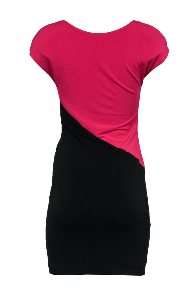 Current Boutique-Escada - Pink & Black Color Blocked Fitted Dress Sz XS