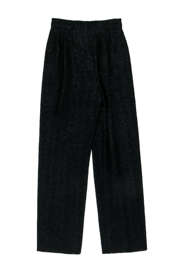 Current Boutique-Escada - Vintage Black Sparkly Textured Straight Leg Trousers Sz 4