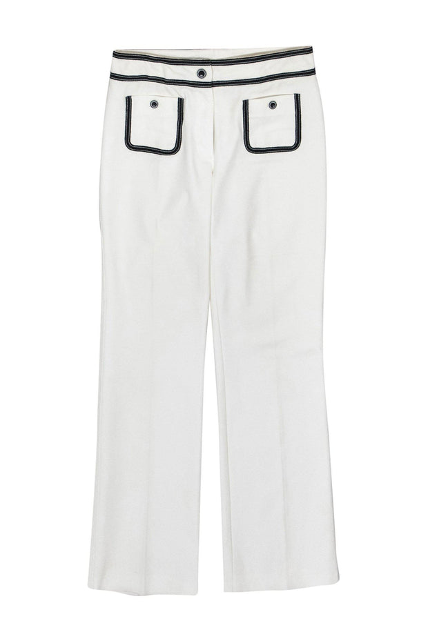 Current Boutique-Escada - White Straight Leg Trousers w/ Black Trim Sz 4