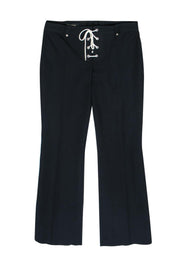 Current Boutique-Escada - Black Lace-Up Straight Leg Trousers Sz 6