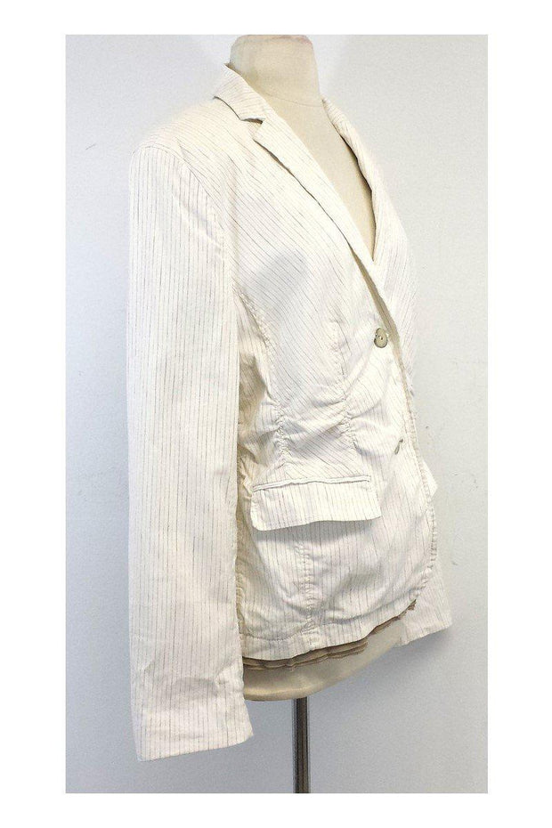 Current Boutique-Escada Sport - White & Taupe Pinstripe Jacket Sz 14