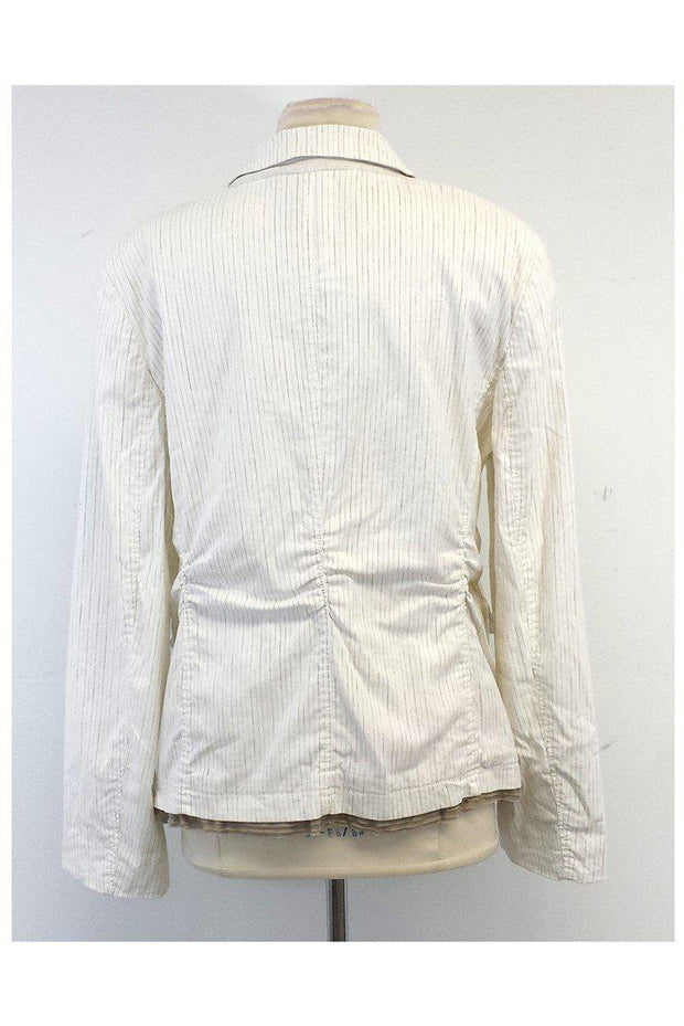 Current Boutique-Escada Sport - White & Taupe Pinstripe Jacket Sz 14