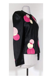 Current Boutique-Escada - Black Leather Jacket w/ Circles Sz 4