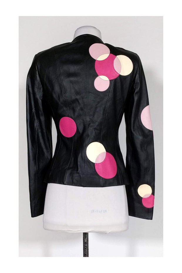 Current Boutique-Escada - Black Leather Jacket w/ Circles Sz 4