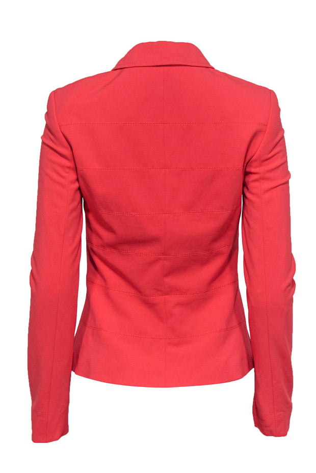 Current Boutique-Escada - Bright Coral Ruched Zip-Up Jacket Sz 6
