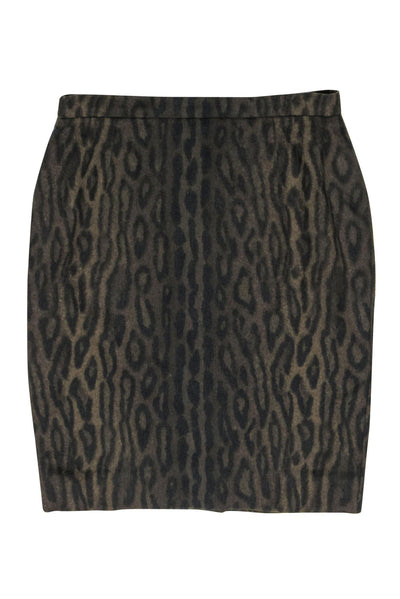 Current Boutique-Escada - Olive & Black Leopard Print Wool Blend Pencil Skirt Sz 10