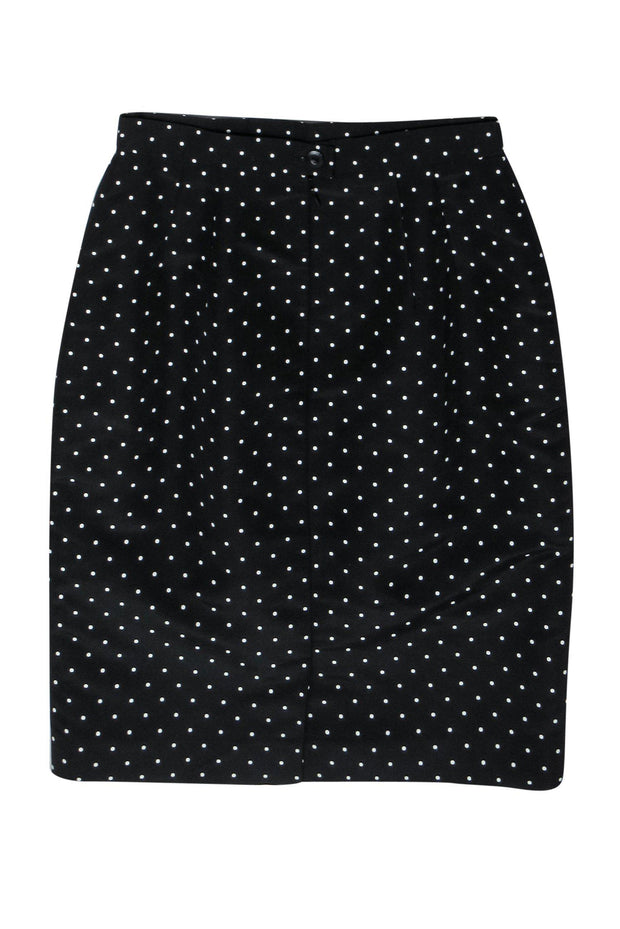 Current Boutique-Escada - Vintage Black Polka Dot Silk Pencil Skirt Sz 4