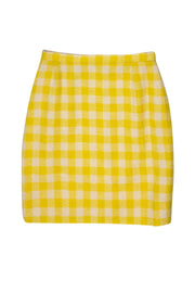 Current Boutique-Escada - Yellow Checked Wool Blend Pencil Skirt Sz 8