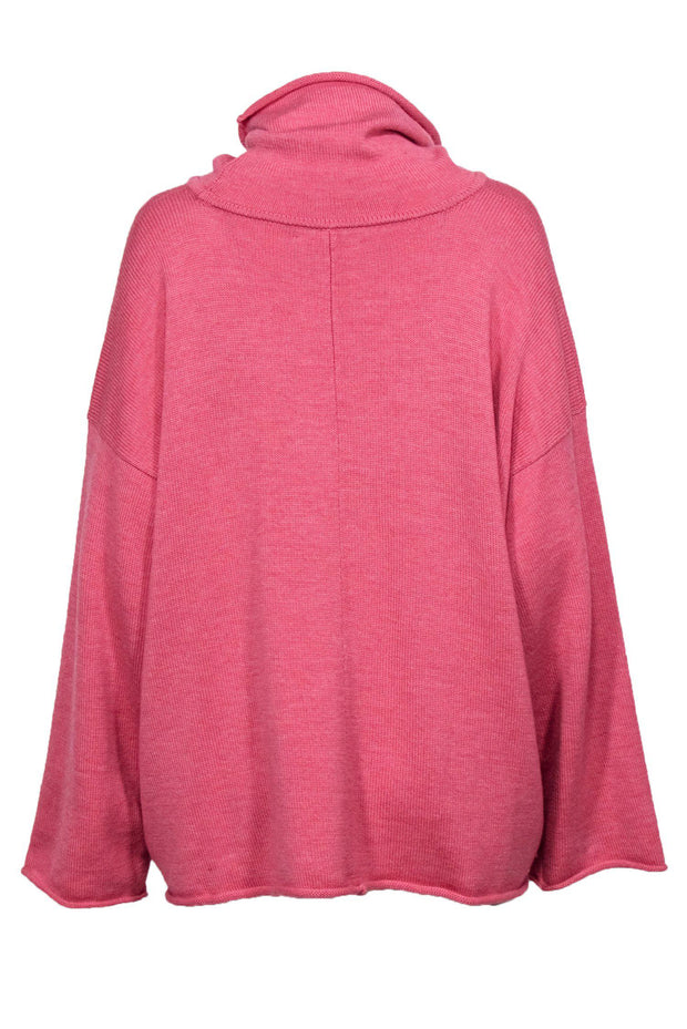 Current Boutique-Eskandar - Pink Oversized Wool Turtleneck Sweater w/ Bell Sleeves Sz L
